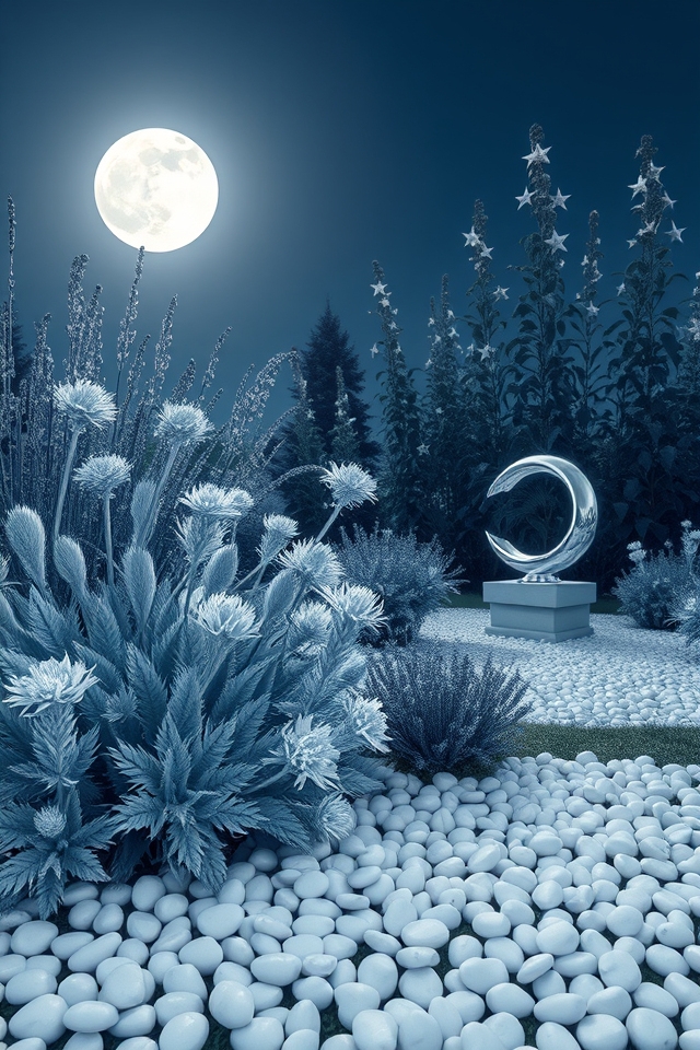 silver white moonlit glow