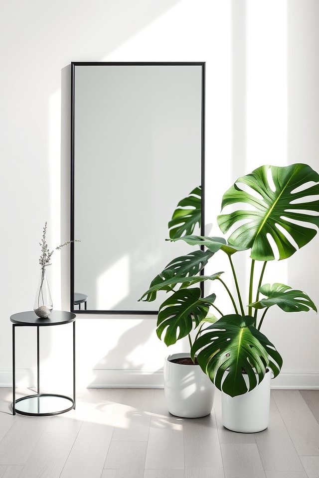 sleek black frame monstera