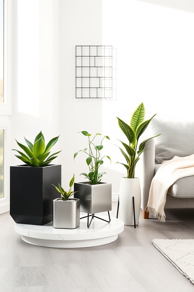 sleek geometric modern planters