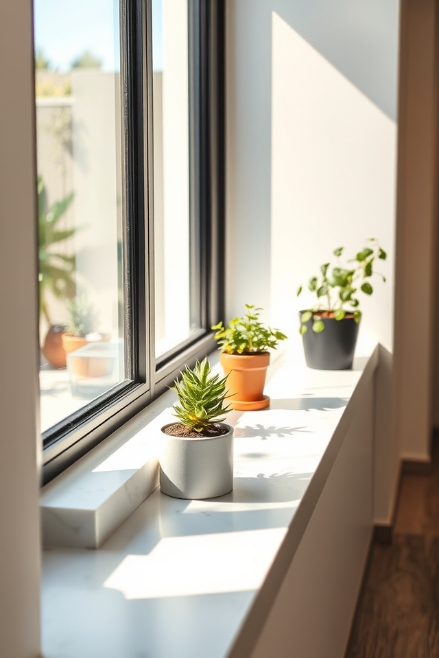 sleek ledges enhance greenery