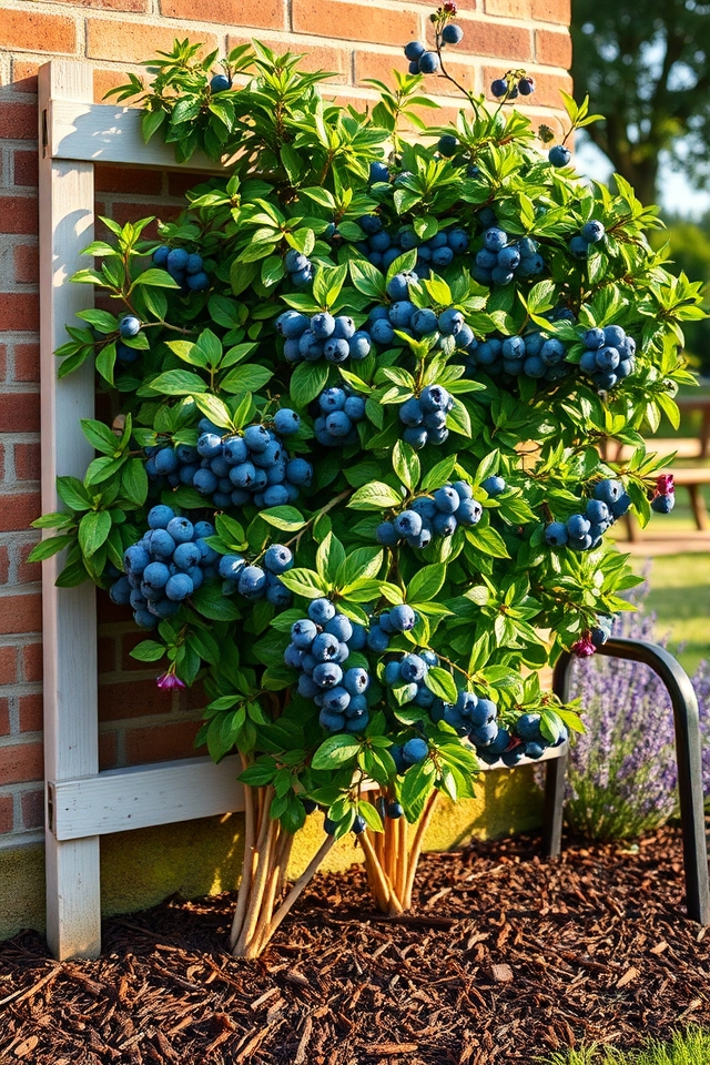 space saving artistic blueberry espalier