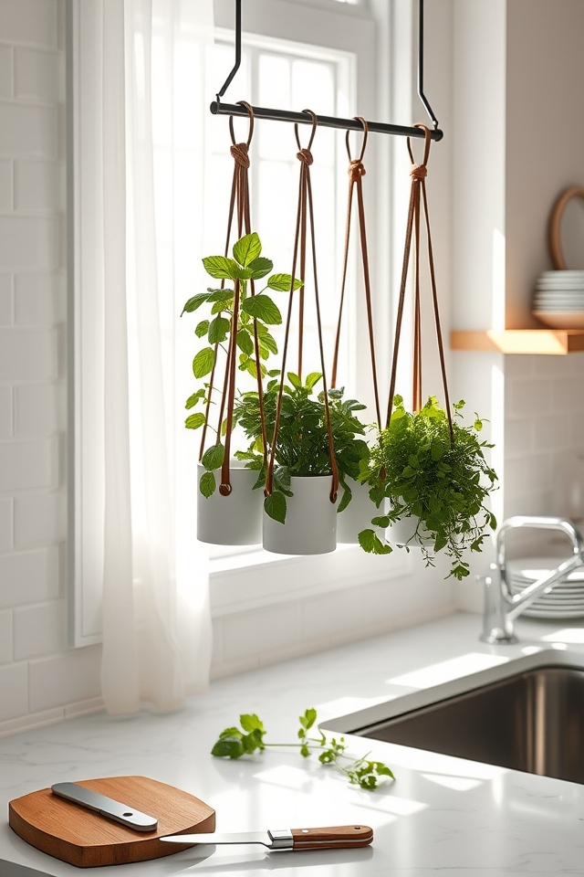 space saving kitchen herb suspension