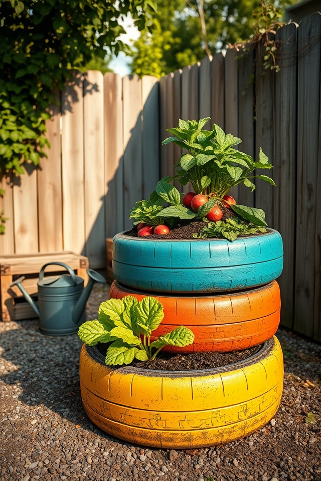 stack tire rim veggies