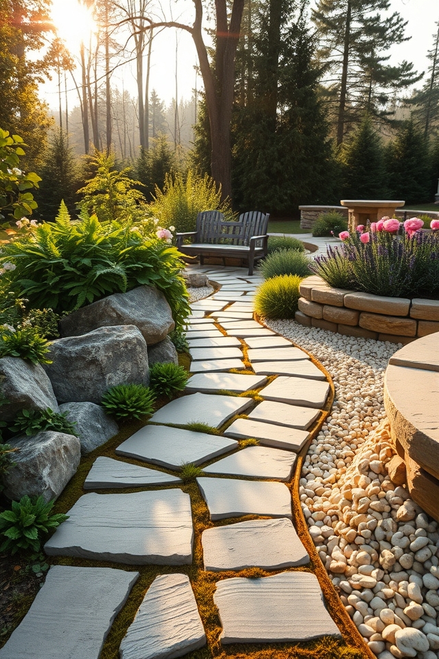 stone blends with greenery