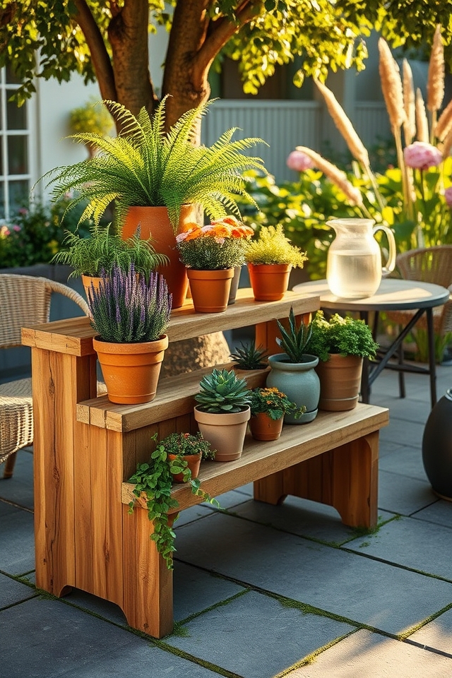 sturdy outdoor plant benches