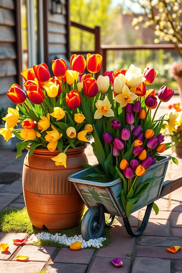 sunny layered tulip pots