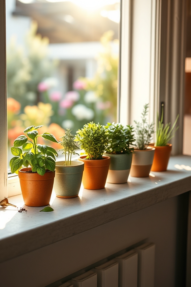sunny windowsill herb gardens