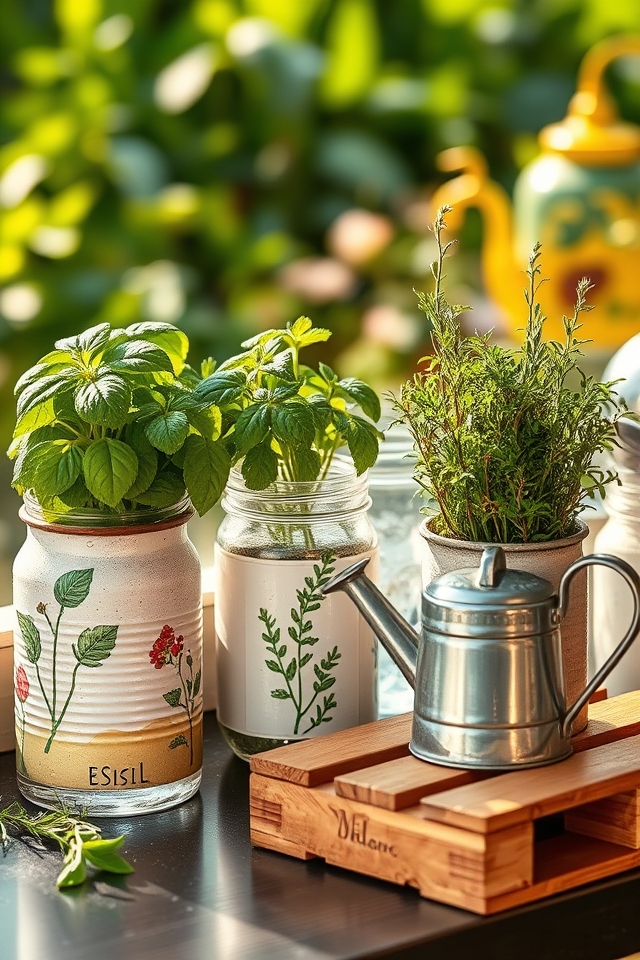 sustainable upcycled herb containers