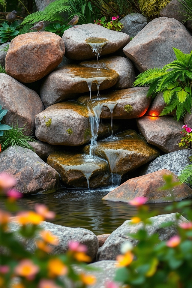 tiered rock fountain design