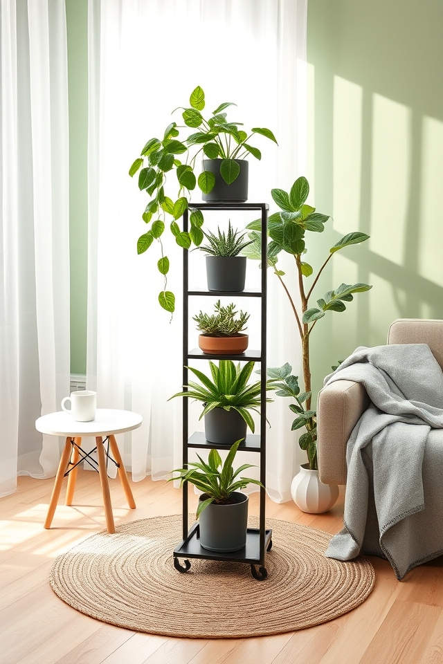 tiered stands for apartment greenery
