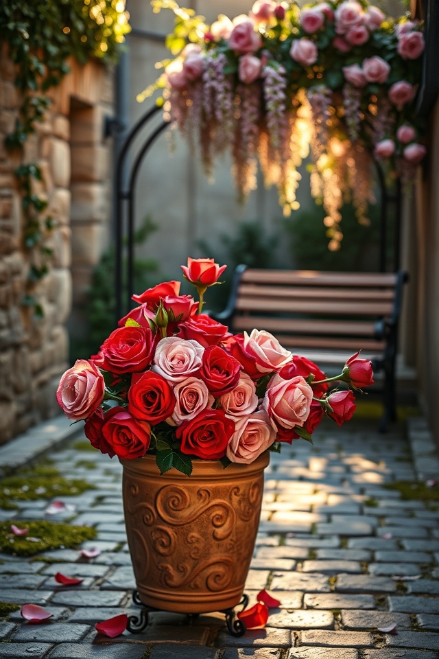 timeless roses in courtyard