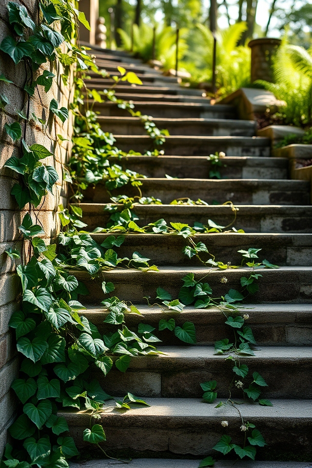 trailing ivy cascading stairs