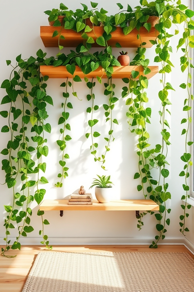 trailing pothos waterfall display
