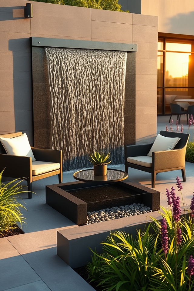 tranquil cascading water wall