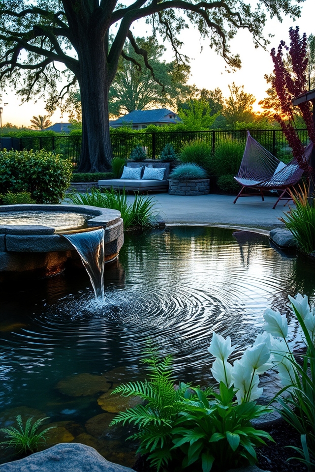 tranquil oasis with fountains