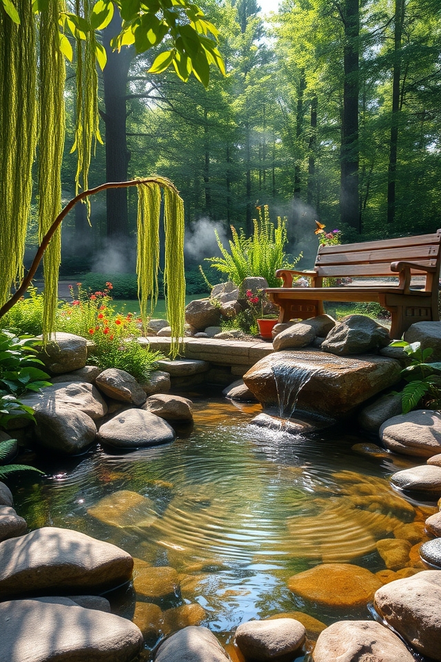 tranquil pond and flora