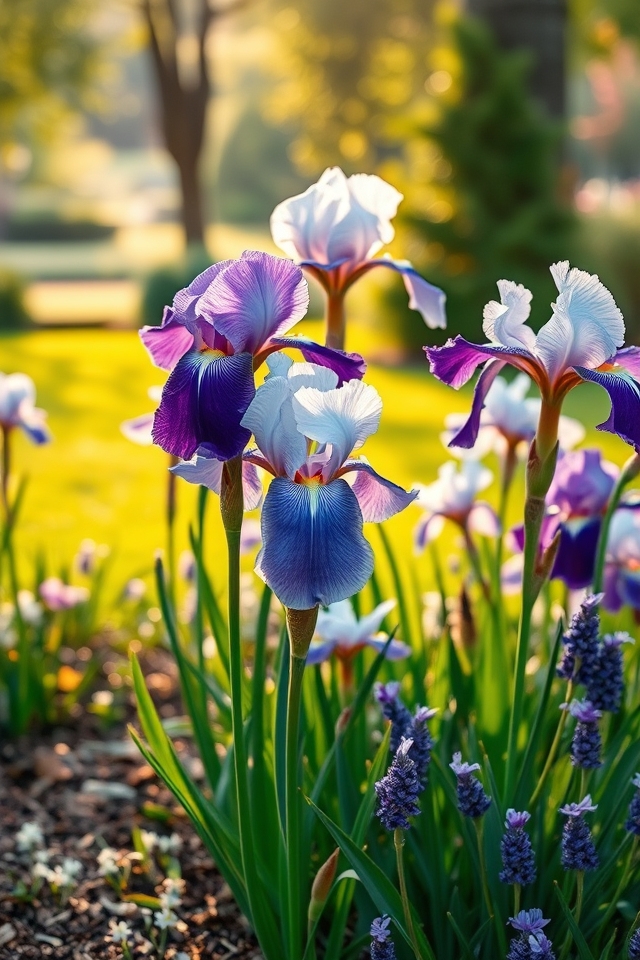 tranquil purple blue irises