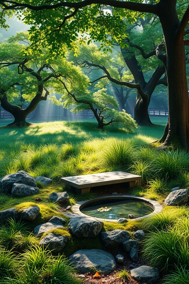 tranquil shaded grass nook