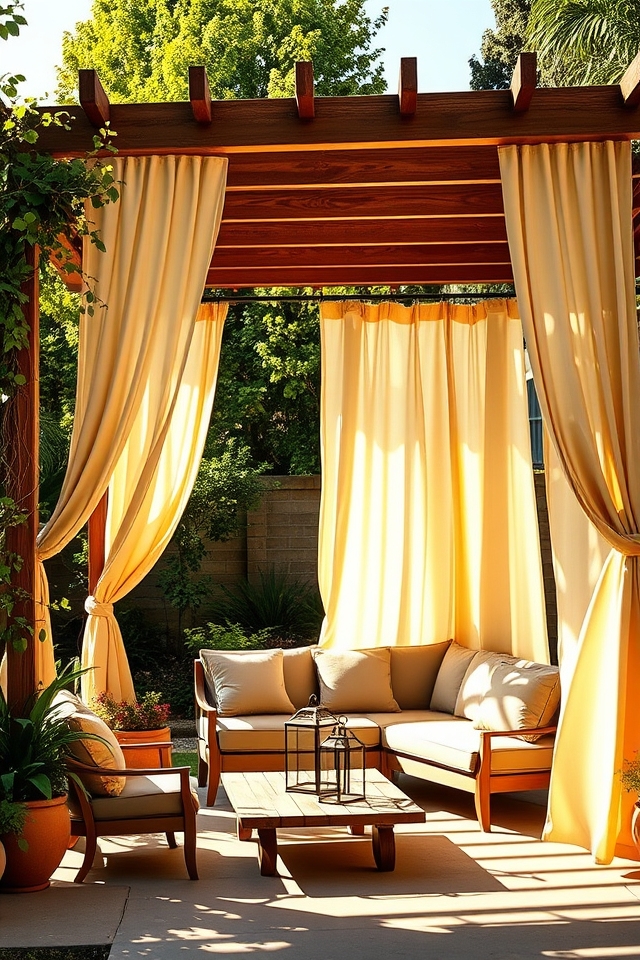 transform pergola with curtains