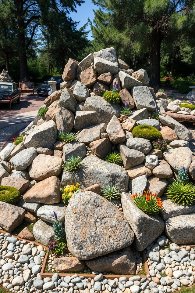 triangular rock garden design
