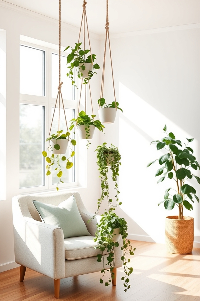 varying heights hanging planters