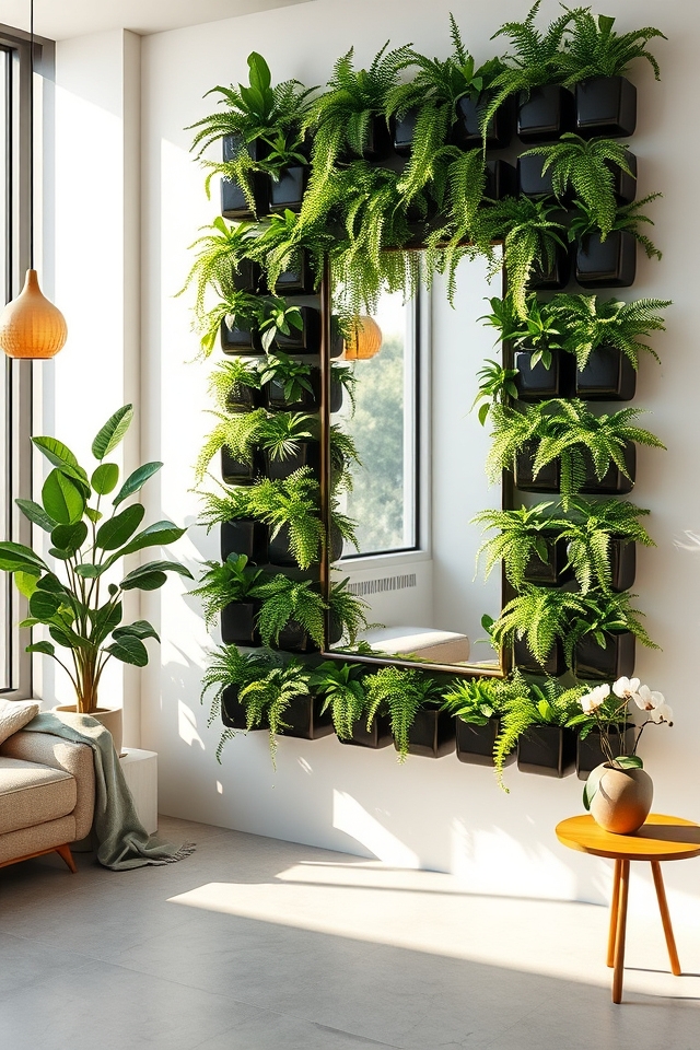 vertical garden with mirror