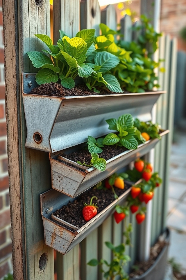 vertical gutter garden rows