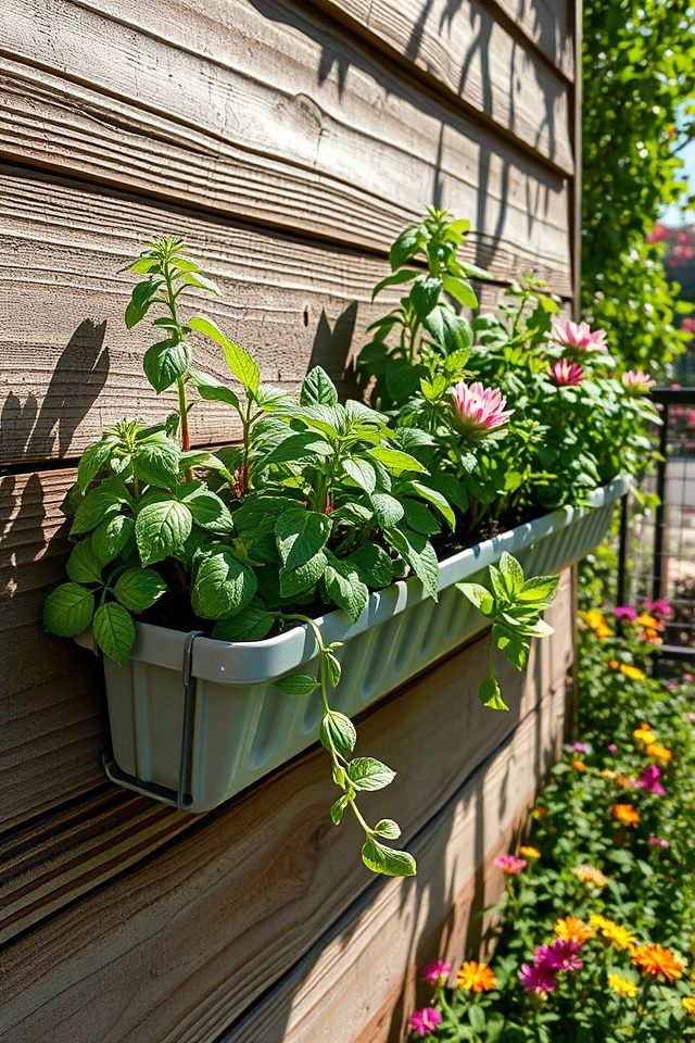 vertical gutter planter gardening