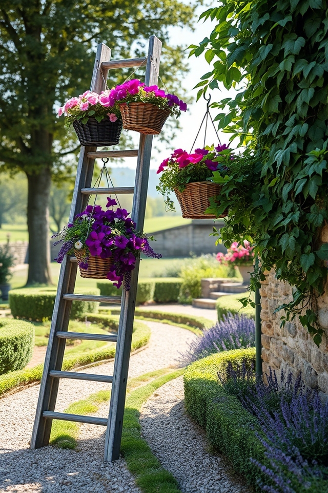 vertical ladder basket display