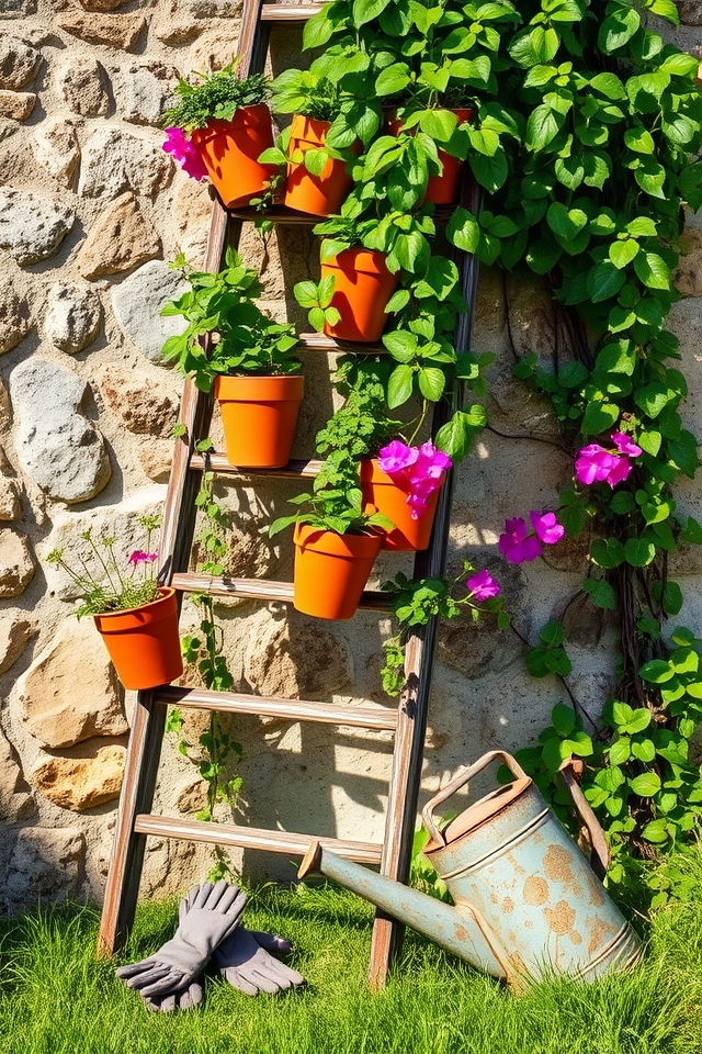 vertical plant display ladder