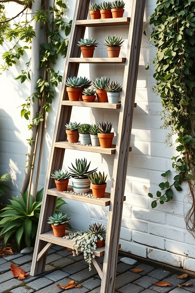 vertical succulent ladder display