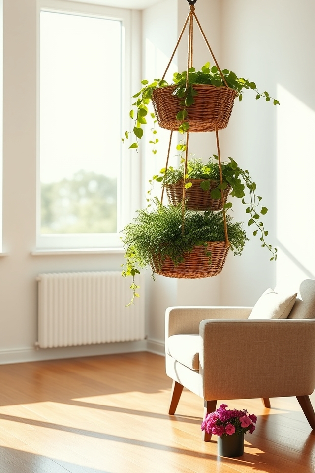 vertical tiered hanging baskets