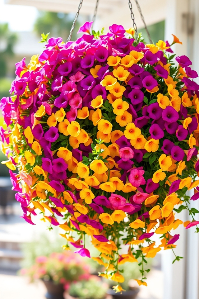 vibrant cascading hanging flowers