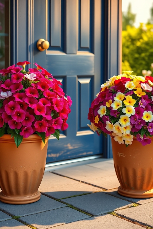 vibrant cascading potted petunias