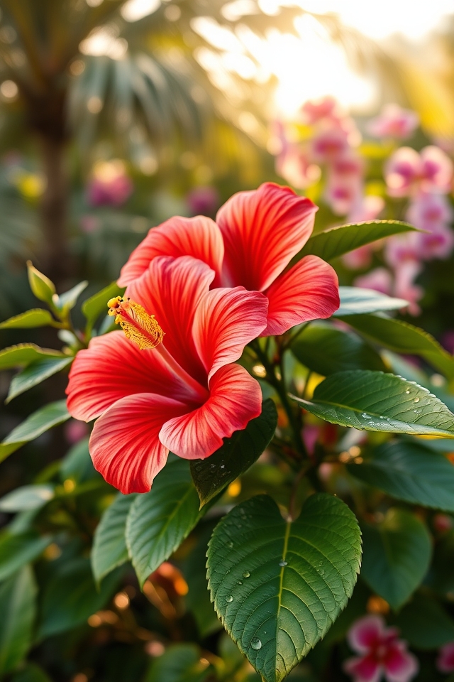 vibrant colorful hibiscus blooms
