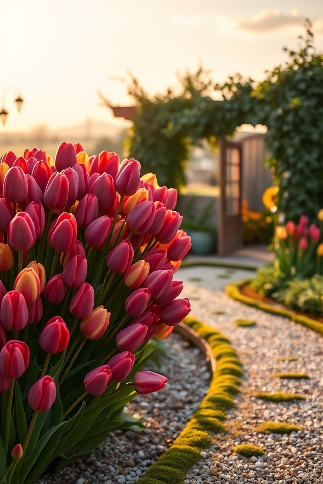 vibrant contrasting tulip clusters