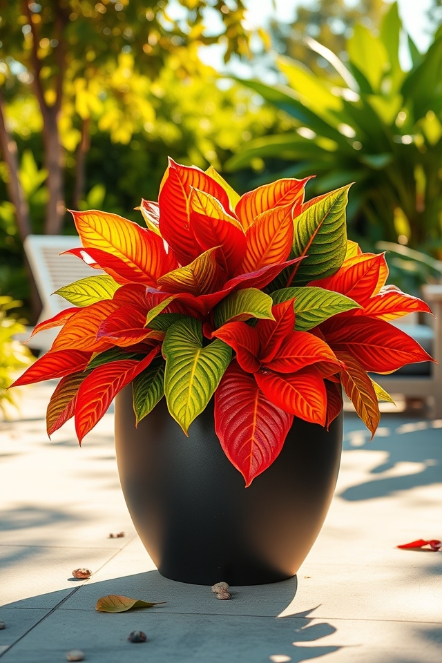 vibrant croton colorful foliage