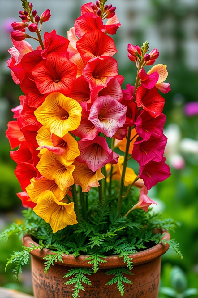 vibrant dragon shaped flowers