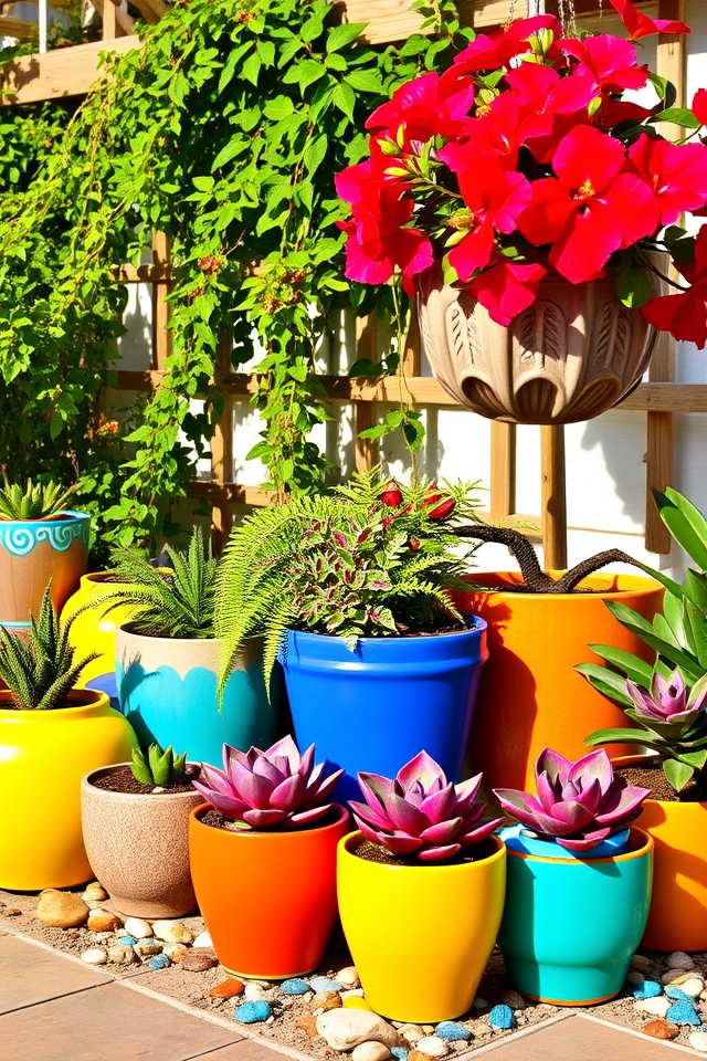 vibrant eclectic container display