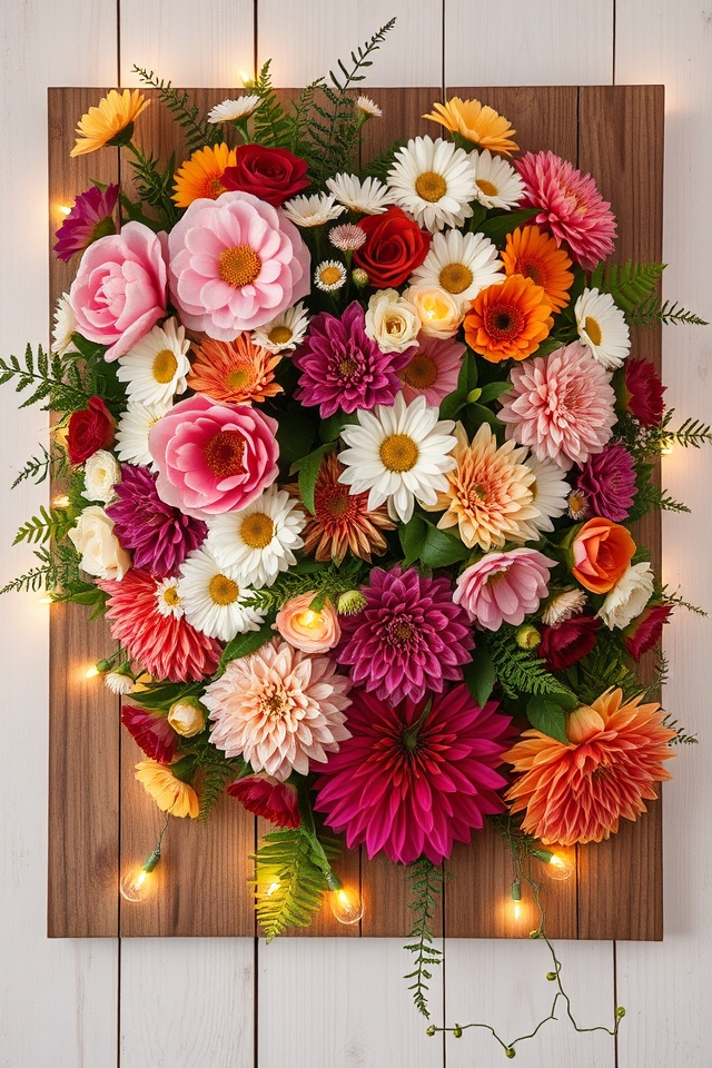 vibrant floral wall display