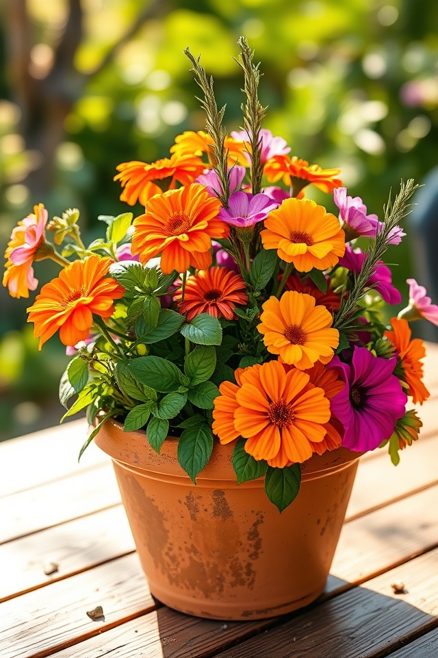 vibrant flowers aromatic herbs