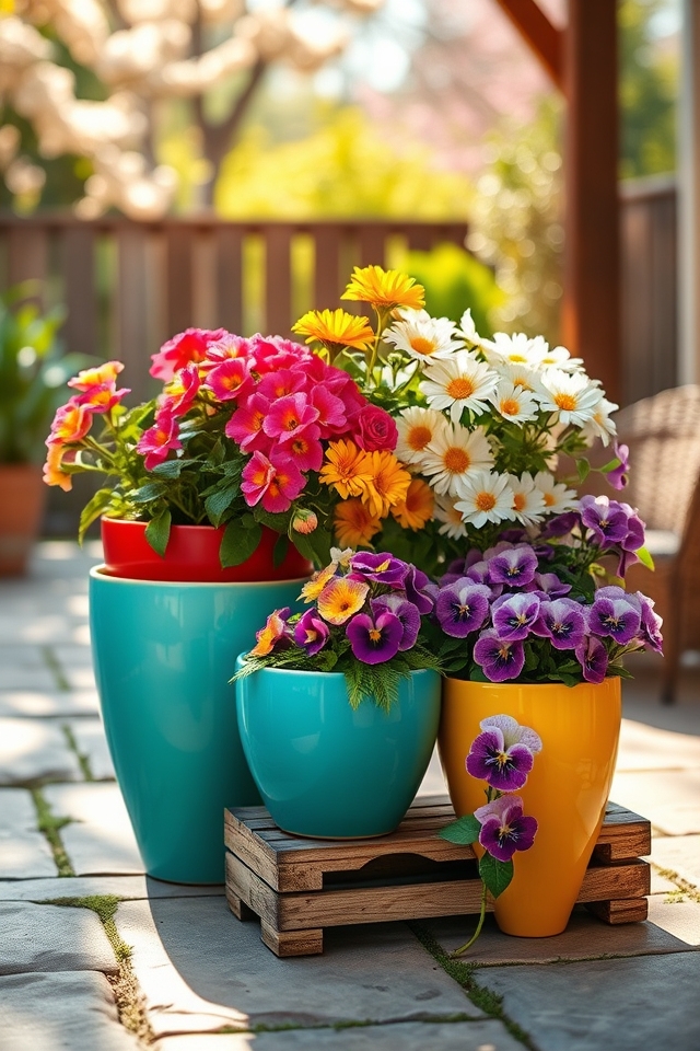 vibrant hued ceramic pots
