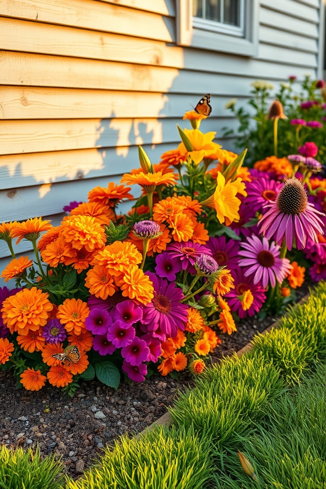 vibrant layered flower beds