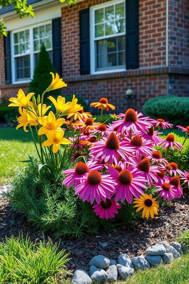 vibrant perennials for foundations