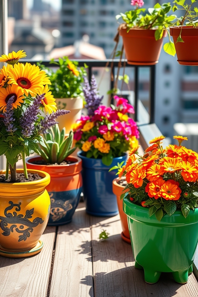 vibrant pots for small spaces