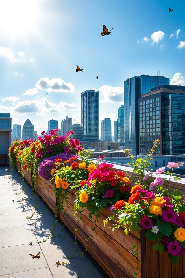 vibrant rooftop flower boxes