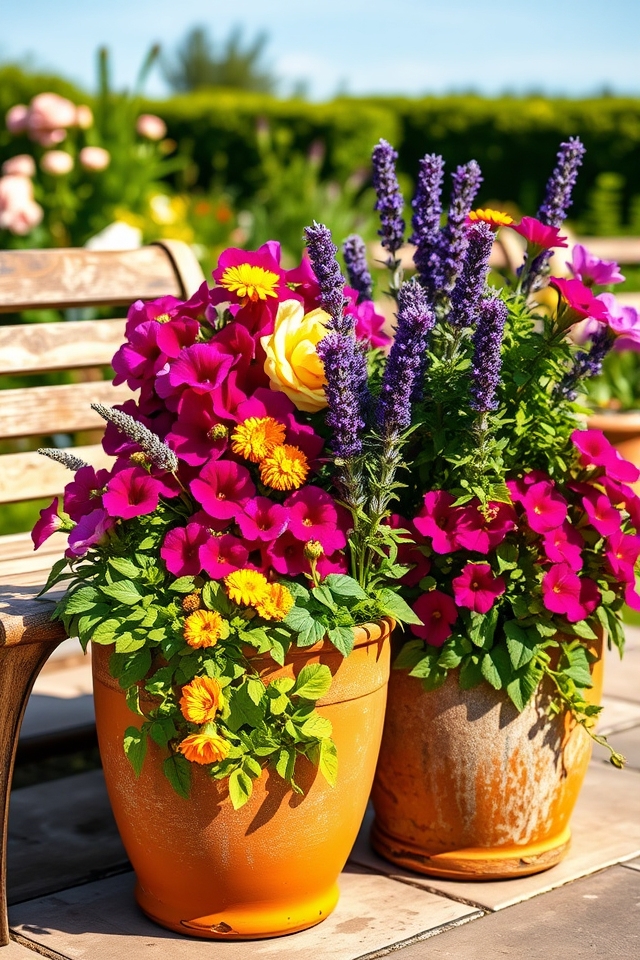 vibrant seasonal mixed planters