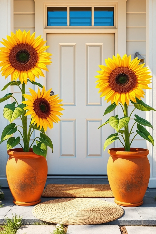 vibrant sunflowers brighten entrances