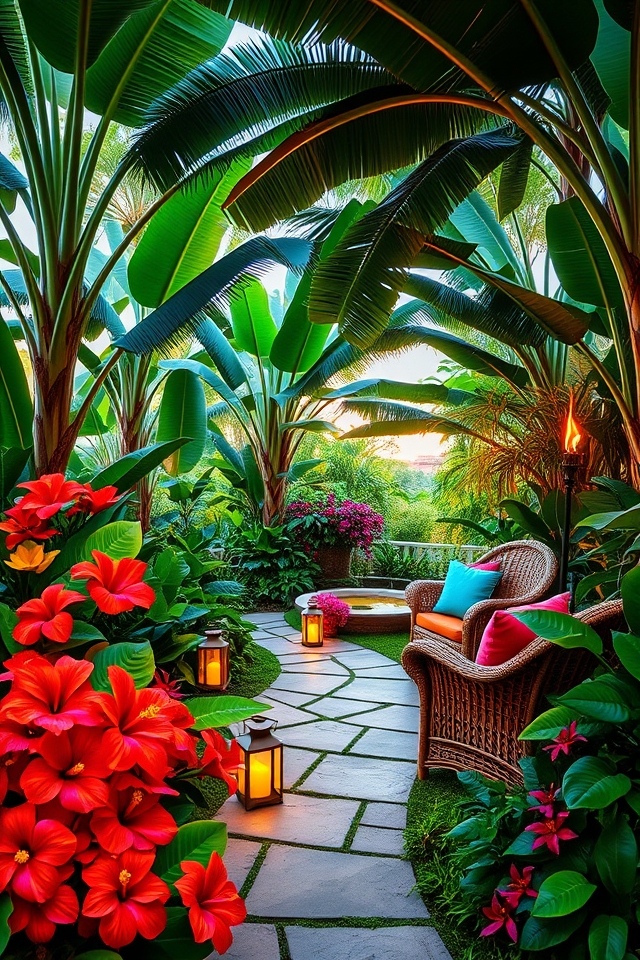 vibrant tropical garden oasis