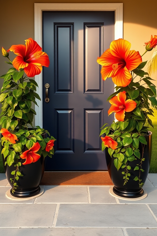 vibrant tropical hibiscus accents